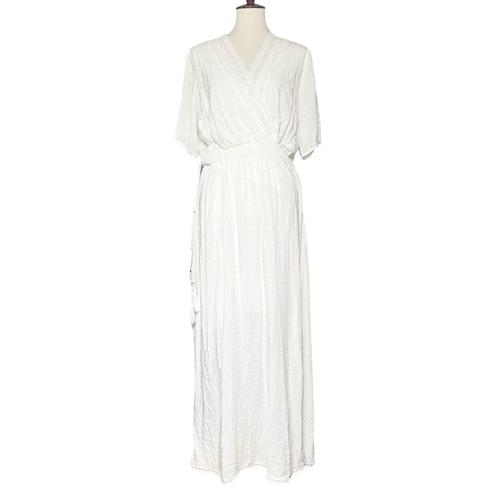 City Chic Elastic Waist Side laces Maxi Dress in White